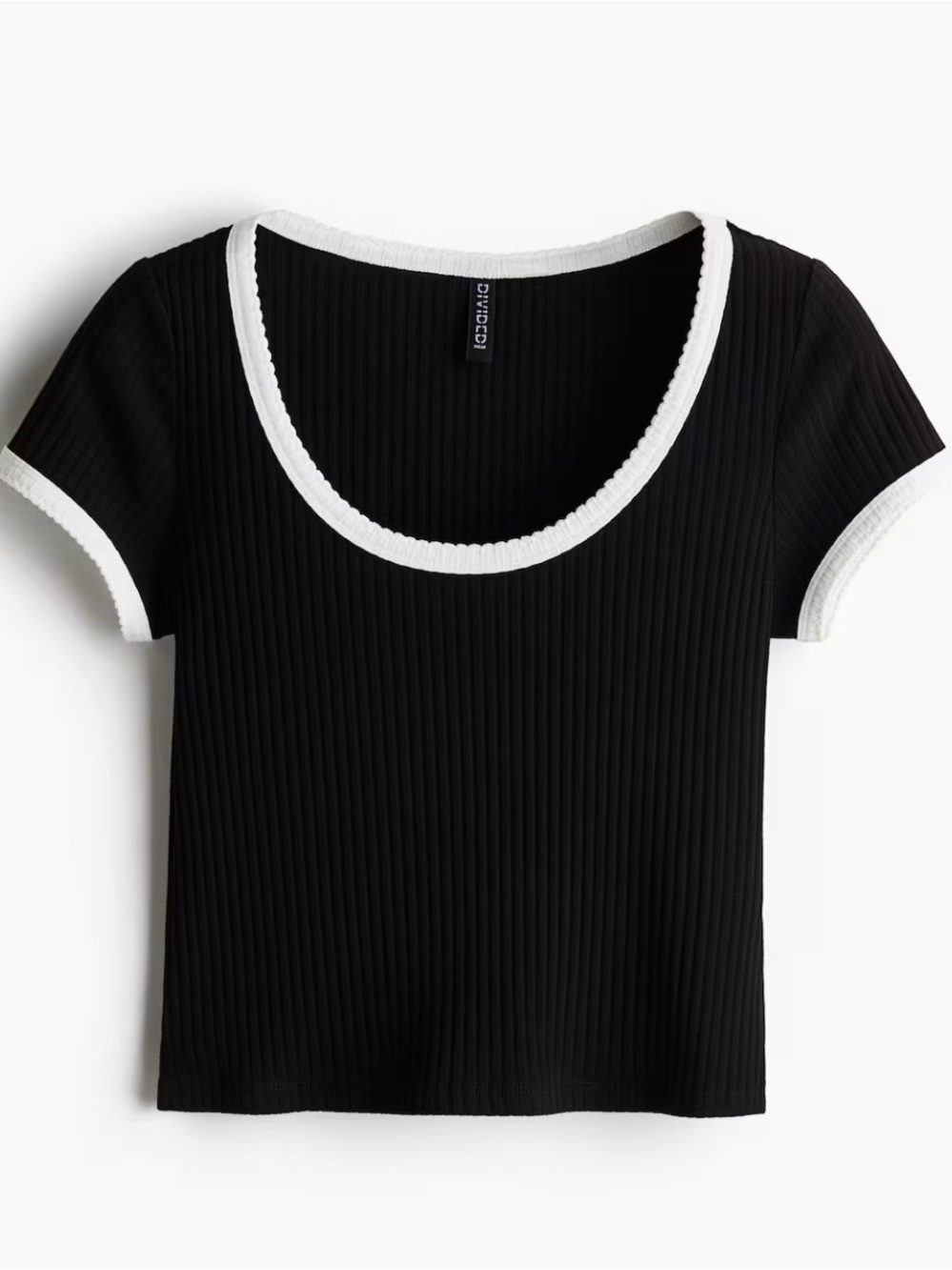 Great condition H&M Divided Ribbed Scoop Neck Contrast Trim Tee size M.